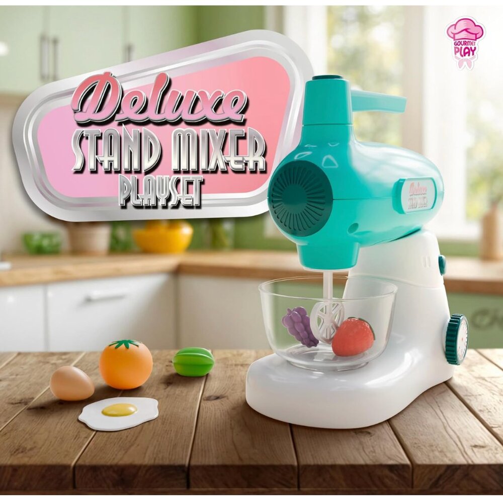 Deluxe Stand Mixer Playset for Toddlers 3+ – 9 Piece Gourmet Kitchen Set